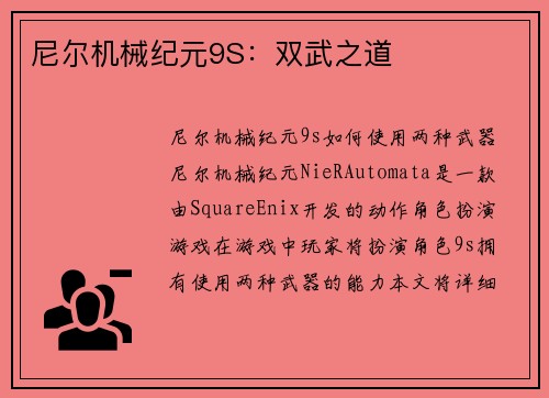 尼尔机械纪元9S：双武之道
